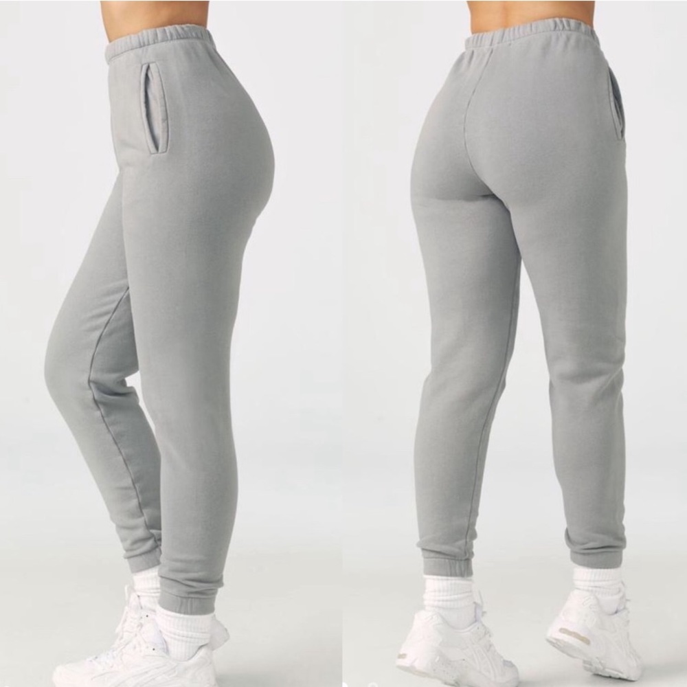 🆕JOAH BROWN STONE GREY FITTED HIGH-WAIST EMPIRE JOGGERS WITH SIDE POCKETS NWT